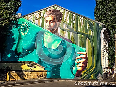 Graffiti street art in Bucharest Editorial Stock Photo